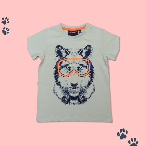 Short sleeve Boys T-shirt wolf print