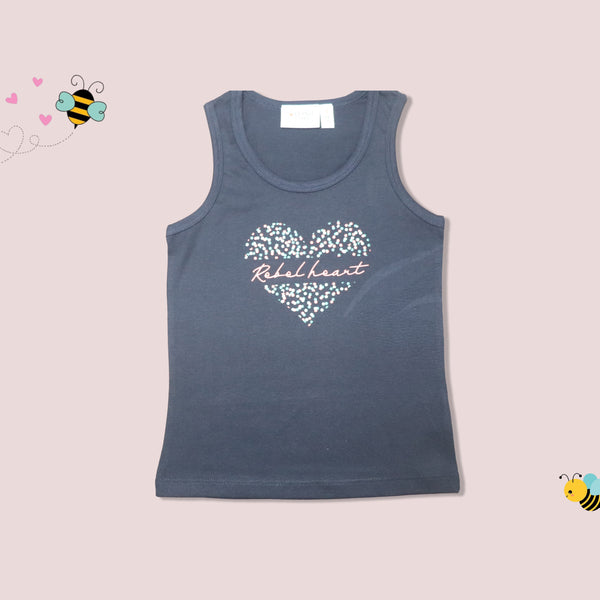 Girls Heart printed sleeveless  T-Shirt